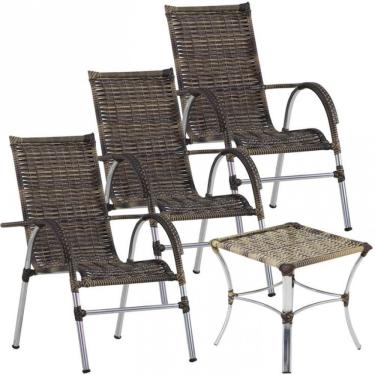 Imagem de 3 Cadeiras Vênus E Mesa Garden Para área Externa Trama Cappuccino