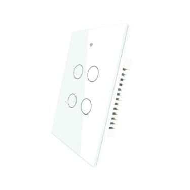 Imagem de Interruptor de painel de vidro inteligente Smart Life/Tuya App Multi-Control Association, controle de voz com Alexa, Gogle Home-4 Gang Branco