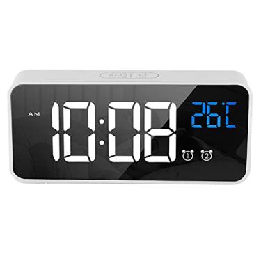 Imagem de Luocute Clock de Despertador de LED de Espelho Dois Conjuntos de Alarmes Recarregáveis ​​de Voz Ativada Relógio Digital Despertador Digital Relógio para Quartos Mesa de (Prata)
