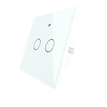 Imagem de WiFi RF433 Smart Touch Switch 2/3 Way Smart Life/Tuya App Control,Alexa Gogle Home Voice Control 1/2/3/4 Gang EU-2 Gang Branco