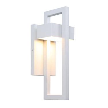 Imagem de LamQee Luminárias De Parede Externas Modernas, Externas, Iluminação Arandela Led Integrada 3000K, Suporte Externo Branco Fosco Para Porta Entrada Casa, Varanda, Garagem, Pátio, 1 Pacote