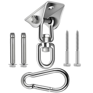 Imagem de Kit de suspensão de rede, rotação de 360°, capacidade de 544 kg, resistente, gancho de encaixe para madeira de concreto, rede, assento de varanda, cadeira, conjuntos de balanço, ioga e academia (sem