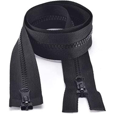 Imagem de Wonesifee 5 Peças #5 39" Zíperes Plásticos Grandes De Separação Bidirecional, Fita Preta Com Controle Deslizante Duplo, Resistente Para Costura, Jaqueta, Saco Dormir, Barraca 100 Cm (39" Peças)