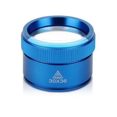 Imagem de Rongon Lupa De Mão, Aumento 30X, Óculos Pequenos Portáteis, Vidro Duplo Para Joias, Idosos, Leitura Jornais, Carimbos, Artesanato, Reparo Relógios (Azul, 30X36 Mm)