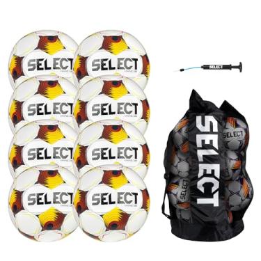 Imagem de SELECT Bola de futebol Viking DB, pacote de 8 bolas com bolsa de bola e bomba de mão, branco/azul/laranja V25, tamanho 4