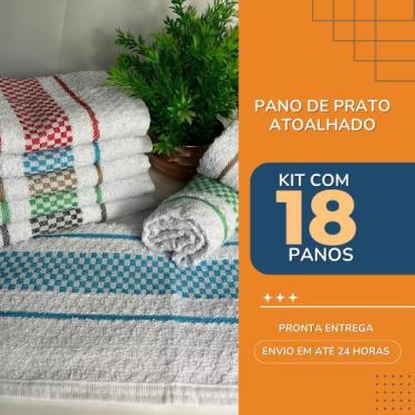 Imagem de Pano de Prato Copa Atoalhado Cozinha Grande Kit 18 Panos - BRK