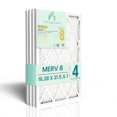 Imagem de Accumulair Filtro de ar para forno MERV 8 HVAC Gold 16,38 x 21,5 x 1 (pacote com 4) | Filtro de ar de substituição para uso doméstico, residencial e comercial | Feito nos EUA | Tamanho real 16,38 x