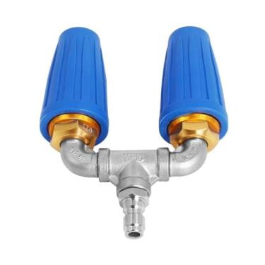 Imagem de Lavadora de alta pressão rotativa de 360° bocal turbo duplo com conector rápido de 1/10.2 cm 4000 PSI sem vazamento para lavagem de jardinagem