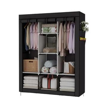 Imagem de Guarda Roupa Dobrável Organizador De Roupas Com Ziper Multifuncional(PRETO)