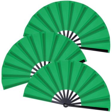 Imagem de Marrywindix 3 peças grande ventilador dobrável chinês grande leques de palmas portáteis para homens e mulheres linha de desempenho decorações de dança evento festa festival artesanato botas de