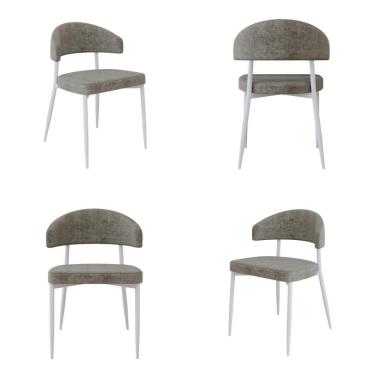 Imagem de 4 Unidades Cadeira Bless Fixa C/4 Pés 53 X 55 X 78cm Pés Brancos. Lautrec Marrom Lautrec Marrom