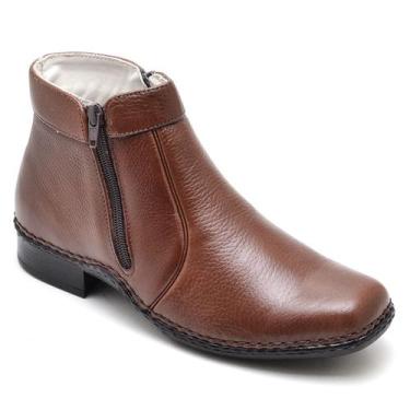 Imagem de Bota Botina Casual Masculino Zíper Couro Confort - Freewind, 40, Marro