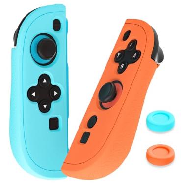 Imagem de FUNDIARY Blue+Orange Grip Cover Compatible with Switch 2 Controllers, Silicone Grip Accessories Bundle for Switch 2 Controllers with Ergonomic and Anti-Slip Design Controller Grips and 2 Thumb Caps
