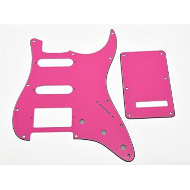 Imagem de KAISH 11 furos Strat Style HSS Pickguard ST Placa traseira Tremolo Trem Capa para Stratocaster/Strat Feito nos EUA/México Rosa 3 camadas