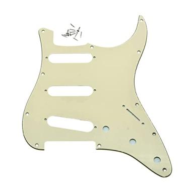Imagem de Dopro 11 furos Vintage 62 Strat ST SSS Bobina única Pickguard Placa de arranhão com parafusos para American Fender 62 Stratocaster Branco 3 camadas