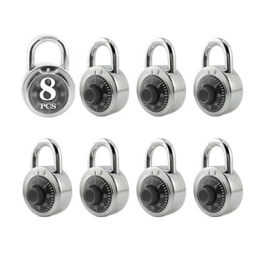 Imagem de ZonRo Locker Locks Cadeado de combinação de 3 dígitos com código padrão de 5 cm de largura, pacote com 8, pequena bagagem de viagem para trava de estojo, trava sem chave, para mochila, academia,