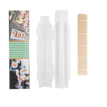 Imagem de CEYAZYE Rolo de sushi, kit de fabricação de sushi para iniciantes, molde de onigiri de bazuca de sushi e tapete de bambu para fazer bolinhas de arroz e moldes de Musubi, ferramentas de sushi para