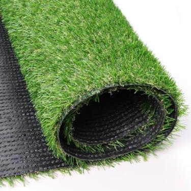 Imagem de PENFHF Grama artificial 9,5 cm × 1,5 m, tapete de grama falsa, tapete de grama realista, pilha de 2 cm, interior externo, tapete sintético com drenagem para cães, pátio, quintal, varanda, tamanho