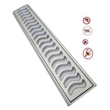 Imagem de Ralo Grelha Linear 10x50cm Elite Anti Insetos Em Alumínio Com Aro De F