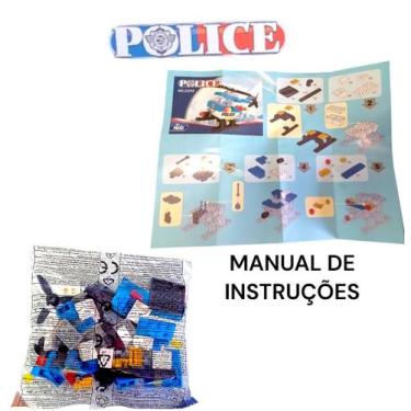 Imagem de Bloco De Montar Helicoptero Da Policia Infantil Familia Crianca Brinca