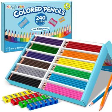 Imagem de Lápis de cor Aigybobo 240 unidades para sala de aula com apontadores