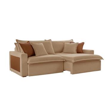 Imagem de Sofá 3 Lugares Retrátil e Reclinável Dubai Linho Bege 190 cm - Modern