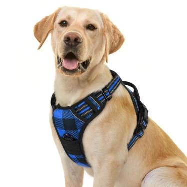 Imagem de Dog Harness rabbitgoo No Pull Blue Plaid para cães grandes