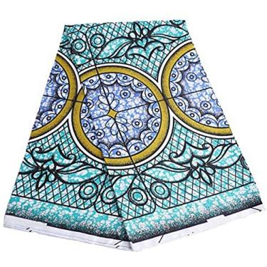 Imagem de Cera Verdadeira Africana Tecido Africano Ankara Moda Garantida Cera Holandesa Real Tecido Africano Cera Batik Para Mulheres Cera Africana, Cyan, 3yards