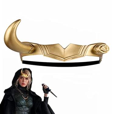Imagem de CAFELE Capacete de super-herói, chifres cosplay, série de super-heróis de TV 2021, filme Thor Ragnarok, máscara coroa acessórios de fantasia de Halloween, Super-herói _Sylvie Crown, One Size for Adult