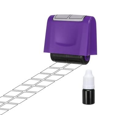 Imagem de PATIKIL Carimbo de rolo de prática, carimbos quadrados com tinta automática, tiras de frase para prática de caligrafia para professores, sala de aula, escritório, casa, roxo