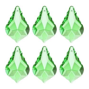 Imagem de PATIKIL Pingentes de cristal K9, contas de gota, pacote com 6 peças de prismas de lustre de 38 mm, contas de folhas penduradas, lâmpada DIY para decoração de artesanato, verde claro