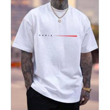 Imagem de Camiseta Masculina Streetwear Paris Style T-Shirt 100% Algodão Malha -