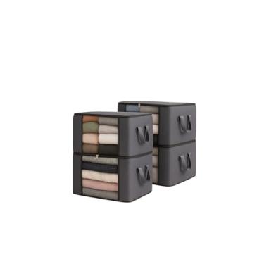 Imagem de kit 4 Unidades Organizador Bolsa de Plástico Multiuso Roupas Cobertor 60x45cm (Bege)