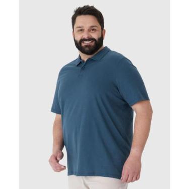 Imagem de Camisa Polo Malha Malwee Masculina Plus Size Ref. 87849, Azul 1551, G4
