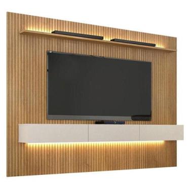 Imagem de Home Suspenso Frisado Curitiba 2240 Com Nicho E Led Cinamomo Off White