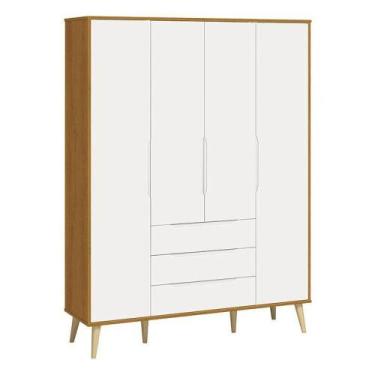 Imagem de Guarda Roupa Infantil Retrô Elfe Branco Acetinado Savana Natural - Rel