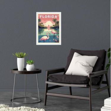 Imagem de Quadro Decorativo Florida - Flamingos 45X34Cm - Com Vidro - Quadros On
