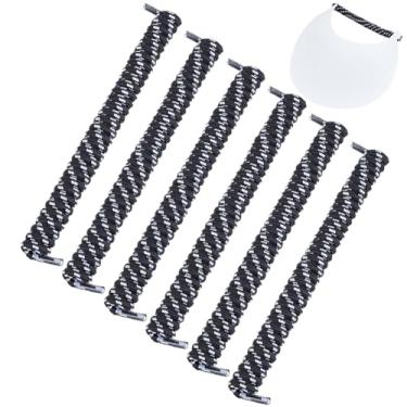 Imagem de BENECREAT 6 pares de cordão para viseira de sol, cadarço elástico encaracolado para sapatos esportivos de chapéu de sol de espuma, 5,3 a 14,5 cm de comprimento, Preto