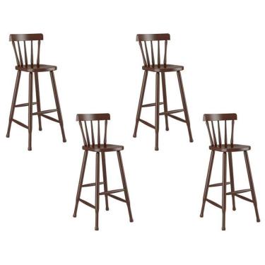 Imagem de Kit com 4 Banquetas de Maderia Bar Castanho - Piratini