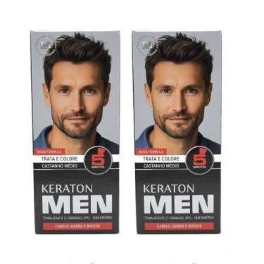 Imagem de Kit 2 Keraton Men Tonalizante Castanho Medio - Kert