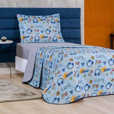 Imagem de Colcha Solteiro Bouti Kids Dupla Face Estampado 2 Peças - Game - Bia E