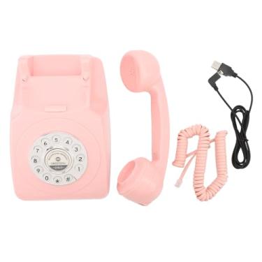 Imagem de Livro de convidados de áudio vintage Telefone Retro Design elegante Clear Sound Recording Dispositivo para eventos de festa de aniversário de casamento com cartão de memória de 8 (Rosa)