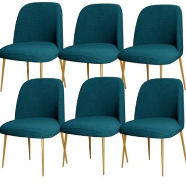 Imagem de 6pcs Curved Back Upholstered Dining Chair Covers, Armless Stretch Chair Cover, Reusable Protector Dining Chair for Office Dining Room Banquet Home Party Decor(Dark blue)