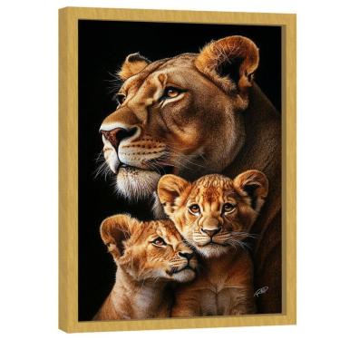 Imagem de Quadro Decorativo Leoa E Dois Filhotes