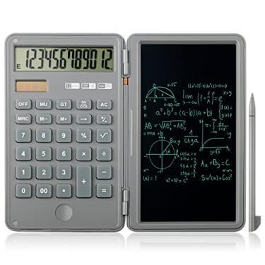 Imagem de Calculadora básica, calculadoras de mesa silenciosas premium de 12 dígitos com tablet de escrita de 15 cm, energia solar e bateria dupla para escritório, escola, negócios