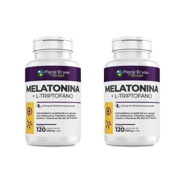 Imagem de Kit 2 Melatonina Triptofano Magnésio Inositol + Vit 2x60 cps Floral Er