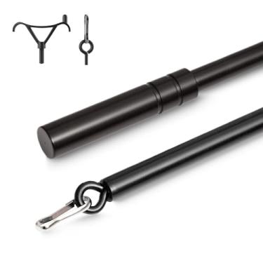 Imagem de DONGFXK Varinha de cortina de alumínio com gancho de aço inoxidável e gancho de lagosta, varinhas de cortina universais para cortinas com ilhós e varinha de cortina de acrílico - 91 cm preta
