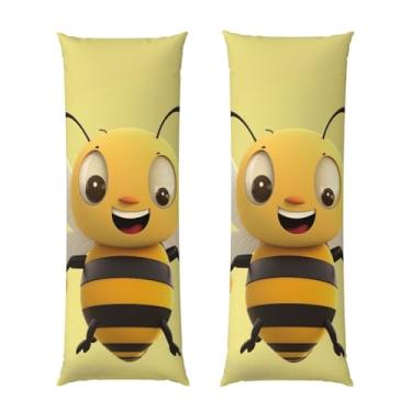Imagem de Capa de travesseiro corporal com zíper oculto, fronha longa de microfibra macia e respirável para travesseiro corporal, capas de travesseiro de abelha feliz para dormir, presente de cama, capa de