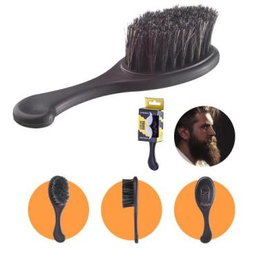 Imagem de Escova para Barba Alisadora Cerdas Mistas Dompel Preto