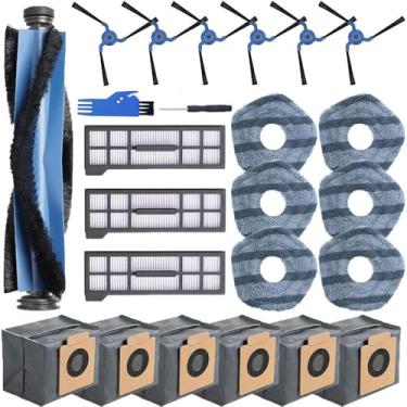Imagem de Chrostion Kit de peças de reposição para aspirador de pó Omni Robot Eufy X10 Pro, lavável e reutilizável, 1 escova de rolo, 6 escovas laterais, 6 filtros, 3 panos de esfregão, 6 sacos de poeira